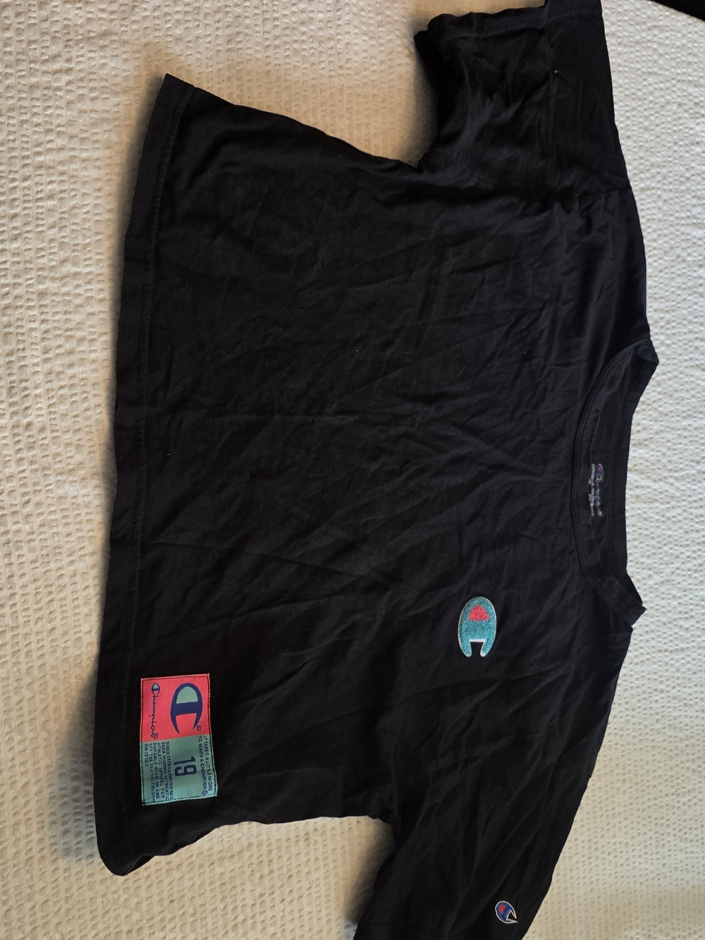 black Champion Women's Heritage Cropped Tee L